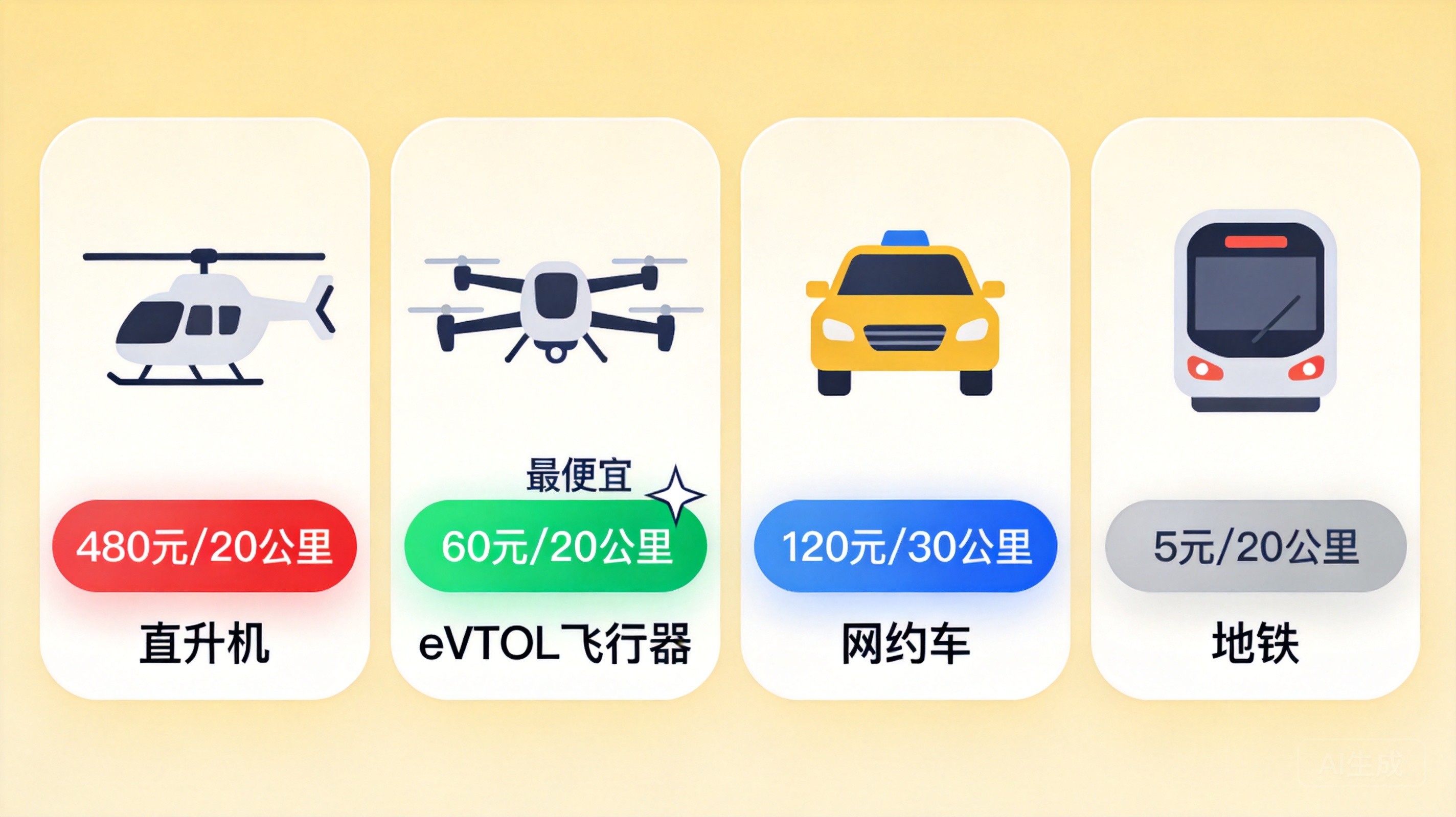 60元飞的vs其他交通成本